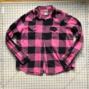 Pink and Black Plaid Kids Shirt